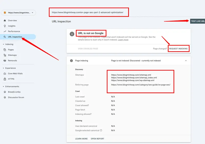 Google Search Console manual method se URL indexing ka process step by step
