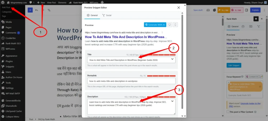 How to Add Meta Title and Description in WordPress (Step-by-Step) Learn How to Add Meta Title and Description in WordPress (Step-by-Step) jisse rich result milte hai.