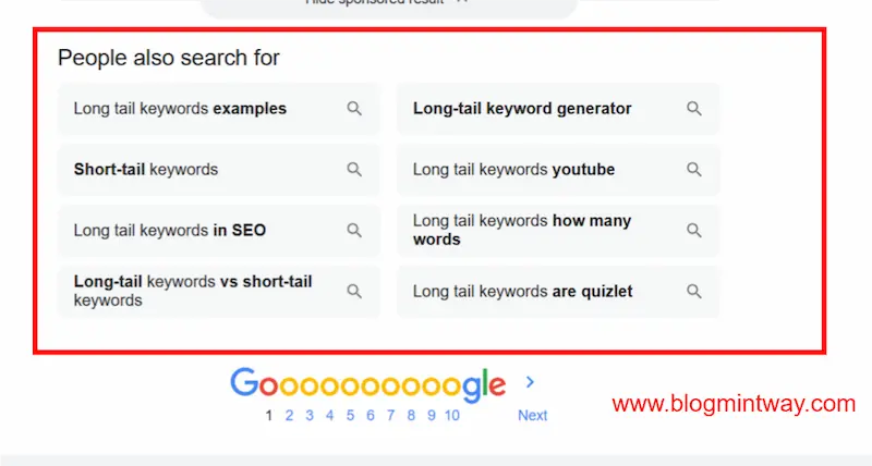 “How to Find Long Tail Keywords using Google People Also Search For section with related search queries and SEO keyword research strategy for beginners”