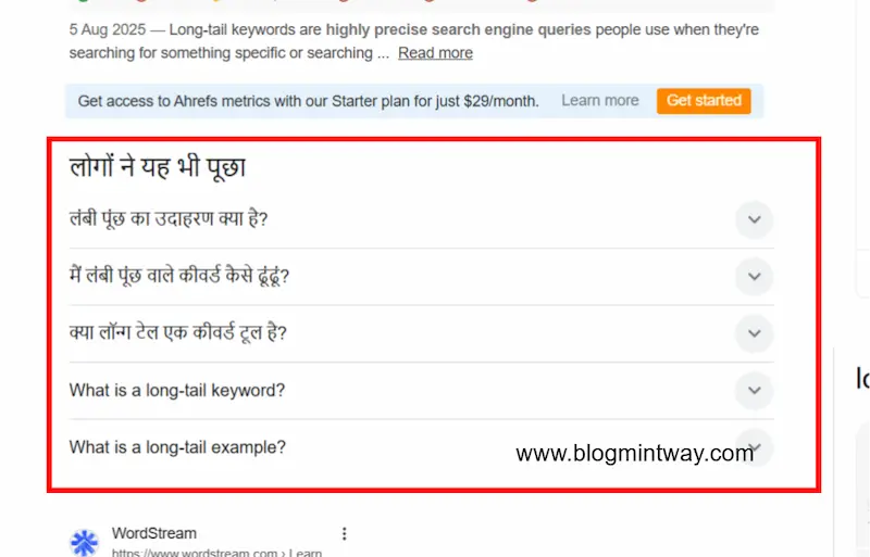“How to Find Long Tail Keywords by analyzing People Also Ask PAA section in Google search results for SEO keyword research and low competition keyword ideas”