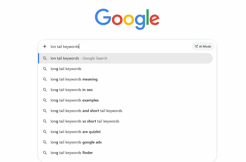 “How to Find Long Tail Keywords using Google Autocomplete step by step SEO keyword research process for beginners showing Google search suggestions and low competition keyword ideas”
